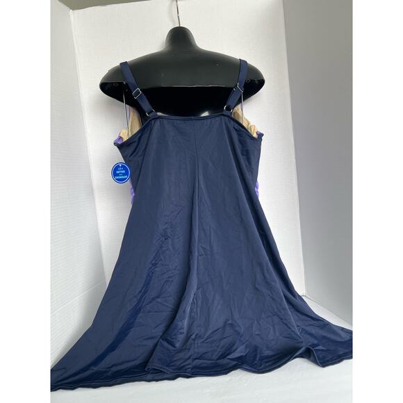 NWT SWIMSUITS FOR ALL PURPLE AND NAVY SWIM DRESS UW CUP SIZE 20 - Picture 6 of 14
